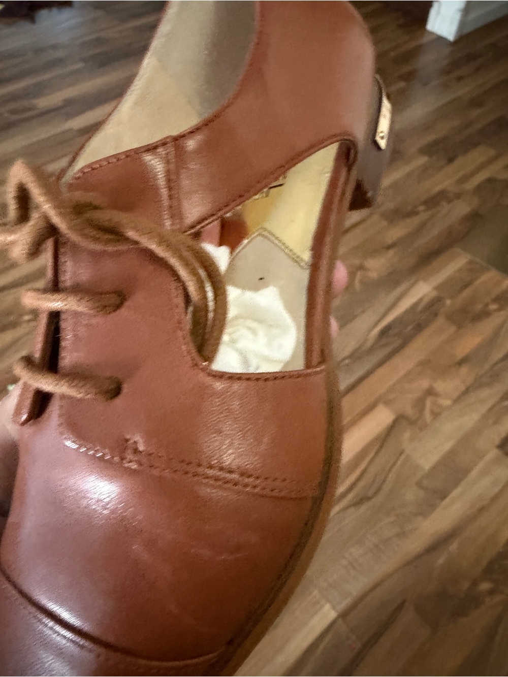 MICHAEL Michael Kors Tan Cognac Brown Leather Pointed Toe Graham Oxfords, 7M - Picture 7 of 9